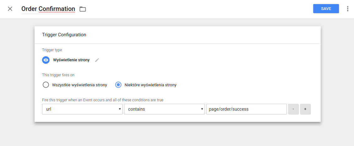 Google Tag Manager - Konfiguracja trigerów, potwierdzenie zamówienia