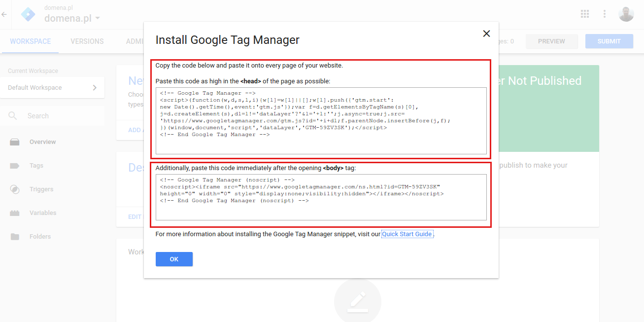 Google Tag Manager - Kod Google Tag Managera