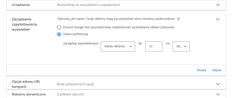Częstotliwość wyświetleń reklamy w Google Ads