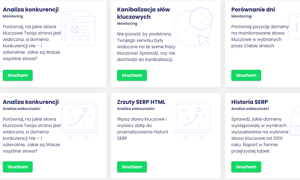 Wybrane narzędzia programu Senuto