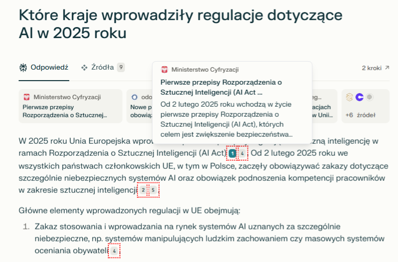 screen z narzędzia Perplexity